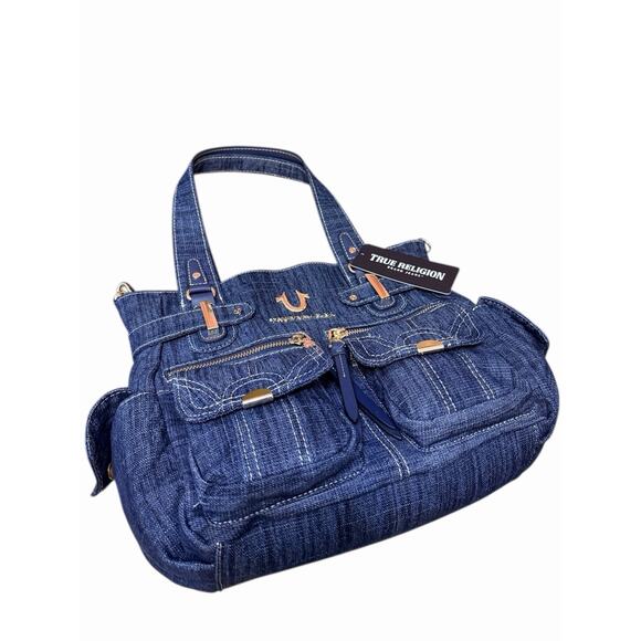 True Religion Tote Shoulder Handbag Dark Denim Blue. Brand New With Tag. - Picture 8 of 8